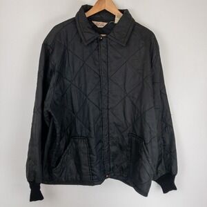 Walls Jacket Distressed Quilted Work Chore Mens XL Black Full Zip Made in USA